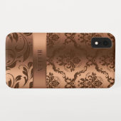 Metallic faux koper bruin damast meisjesontwerp Case-Mate iPhone case (Achterkant (horizontaal))