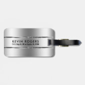 Metallic faux zilveren strepen bagagelabel (Achterkant horizontaal)