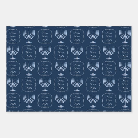 Metallic Filigree Hanukkah Menorah Inpakpapier Vel (Voorkant)