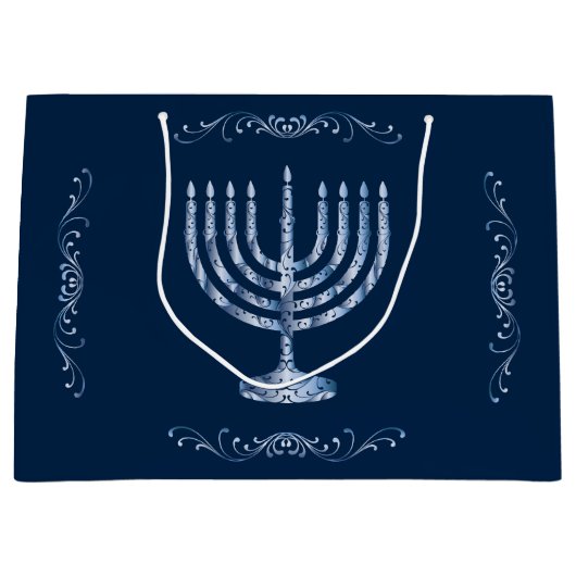 Metallic Filigree Menorah Groot Cadeauzakje (Voorkant)
