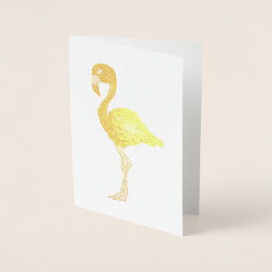 Metallic Flamingo Tropical Island Bird Folie Kaarten