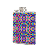 Metallic flask with vibrant geometric pattern  heupfles (Links)