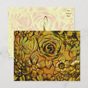 Metallic Floral≤2 Briefkaart Sjabloon