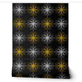 Metallic flower tile gray background behang