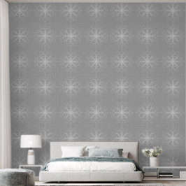 Metallic flower tile gray background behang