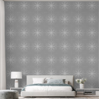 Metallic flower tile gray background behang