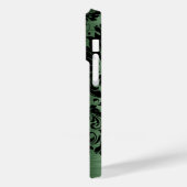 Metallic Forest Green Texture Black Lace & Text Case-Mate iPhone Case (Achterkant / Links)