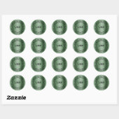 Metallic Forest Green Texture Custom Text Ronde Sticker (Vel)