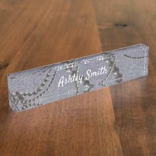 Metallic foto met Pearls Desk Name Bord Naambordje