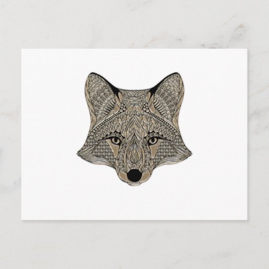 Metallic Fox Face Briefkaart (Voorkant)