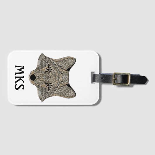Metallic Fox Face  Monogram Bagagelabel (Voorkant (horizontaal))