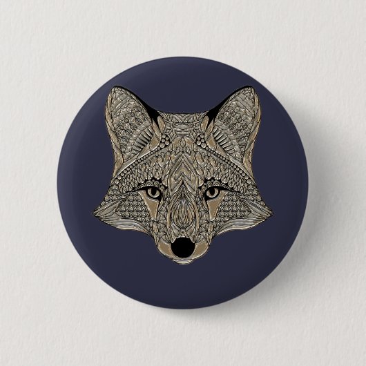 Metallic Fox Face Ronde Button 5,7 Cm (Voorkant)