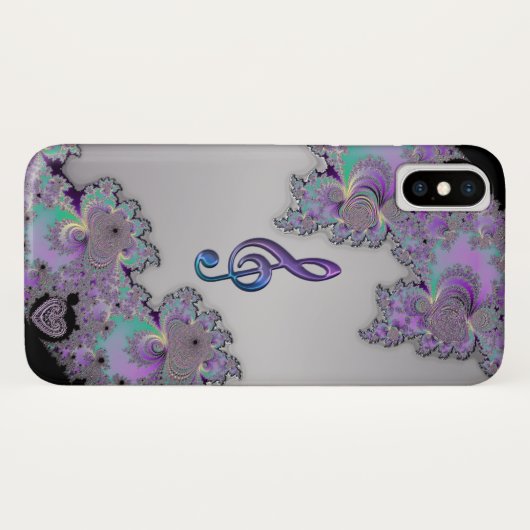 Metallic Fractal Music Clef iPhone Case (Achterkant (horizontaal))