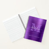 Metallic geborsteld Paars modern Script-monogram Notitieboek (Binnen)