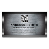 Metallic geborstelde achtergrond | QR-code Magnetisch Visitekaartje (Voorkant)