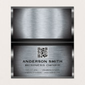 Metallic geborstelde achtergrond | QR-code Visitekaartjes (Buitenkant ongevouwen)