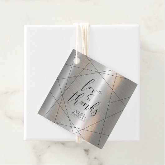 Metallic geometric Bedankt Silver/Black ID648 Bedankjes Labels (In situ)
