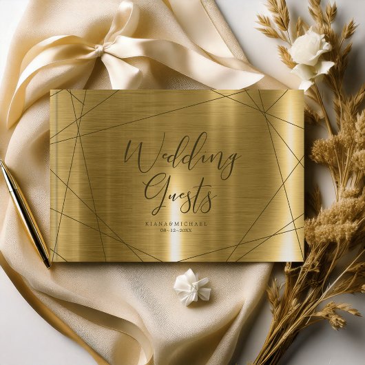 Metallic Geometric Wedding Gold ID648 Gastenboek