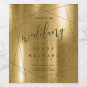 Metallic Geometric Wedding Gold ID648 Wijn Etiket (Enkel label)