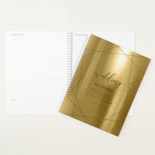 Metallic Geometric Wedding Plans Gold ID648 Planner (Display)