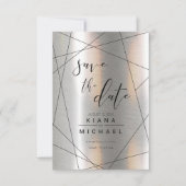 Metallic Geometric Wedding Silver/Black ID648 Save The Date (Voorkant)