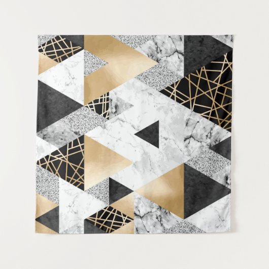 Metallic geometrisch: goud zilver marmer wandkleed (Voorkant (horizontaal))