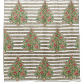 Metallic glitter kerstbomen goud douchegordijn (Voorkant)