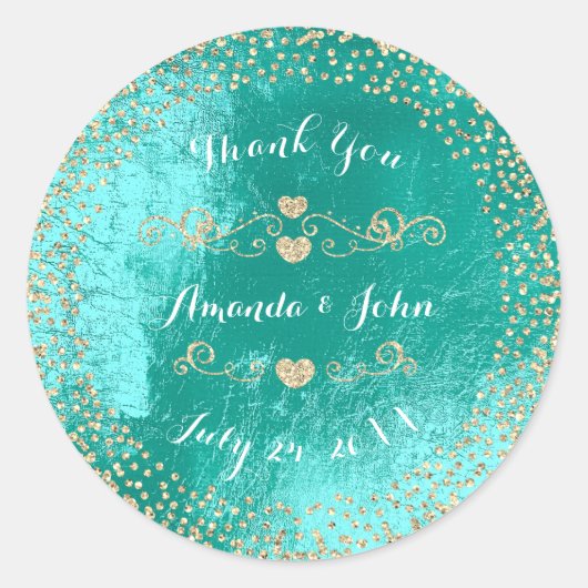 Metallic Glitter Save the Date Hartelijk dank Ronde Sticker (Voorkant)