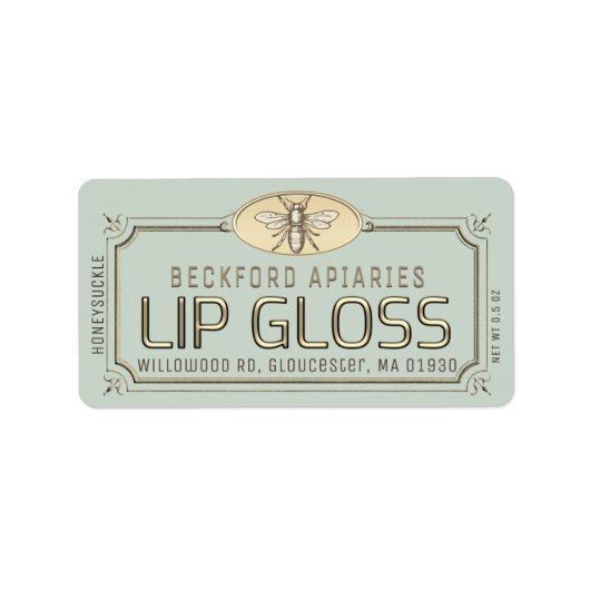 Metallic Gold 3D Framed Lip Gloss Label met Bijen (Voorkant)