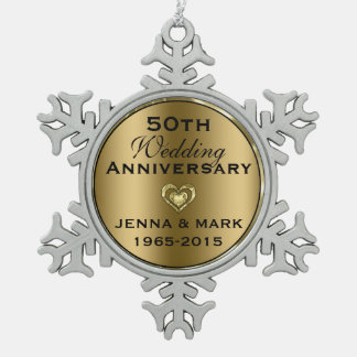 Metallic Gold 50e bruiloft Jubileum Ornament