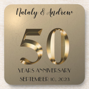 Metallic Gold 50th Wedding Jubileum Bier Onderzetter