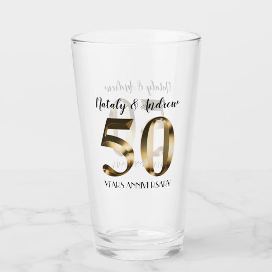 Metallic Gold 50th Wedding Jubileum Glas (Voorkant)