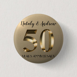 Metallic Gold 50th Wedding Jubileum Ronde Button 3,2 Cm