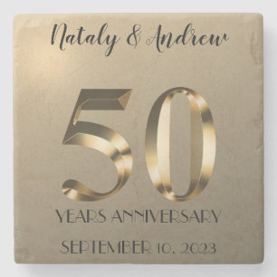 Metallic Gold 50th Wedding Jubileum Stenen Onderzetter