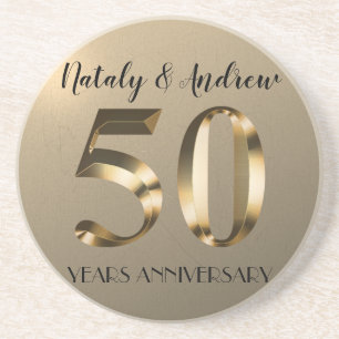 Metallic Gold 50th Wedding Jubileum Zandsteen Onderzetter