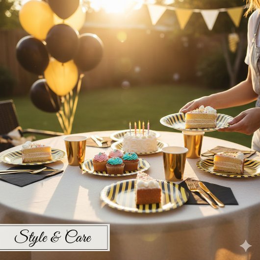 Metallic Gold and Black Striped 7" Papieren Kommen