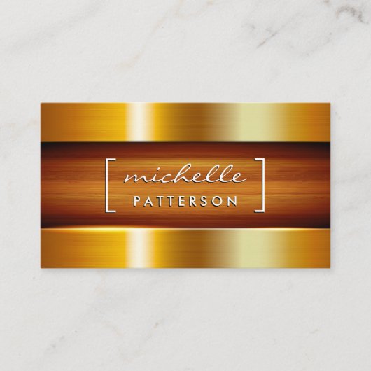 Metallic Gold Background Glossy Metal Visitekaartje (Voorkant)