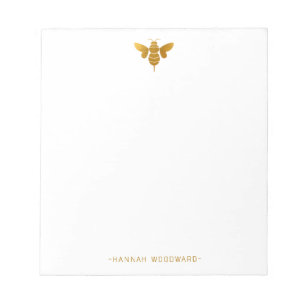 Metallic Gold Bee gepersonaliseerd Notitieblok
