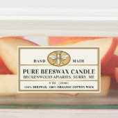 Metallic Gold Beeswax Ivory Candle Heraldic Bee Labels (Aangebracht)