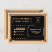 Métallic Gold & Black do-it-yourself Wedding RSVP (Devant / Derrière)