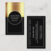 Metallic Gold Black Event Planner Visitekaartje (Voorkant / Achterkant)