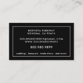 Metallic Gold Black Event Planner Visitekaartje (Achterkant)