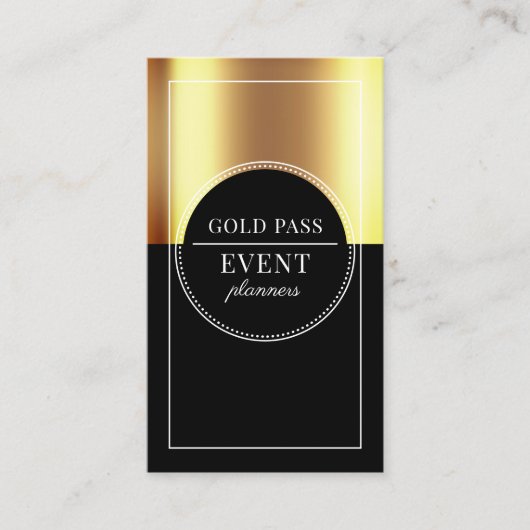 Metallic Gold Black Event Planner Visitekaartje (Voorkant)