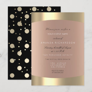 Metallic Gold Black Polka Dots Sepia Roos Blush Kaart