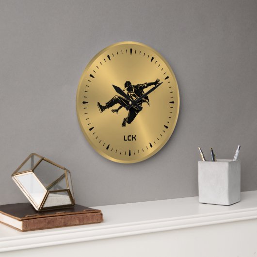 Metallic Gold Black Silhouette Hip Hop Dancer Grote Klok (Kantoor)