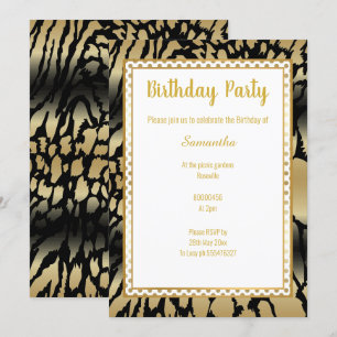 METALLIC GOLD BLACK SPOT ANIMAAL PRINT BIRTHDAY KAART