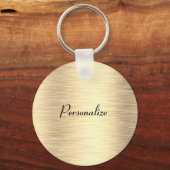 Metallic Gold Classic Round sleutelhanger (Voorkant)