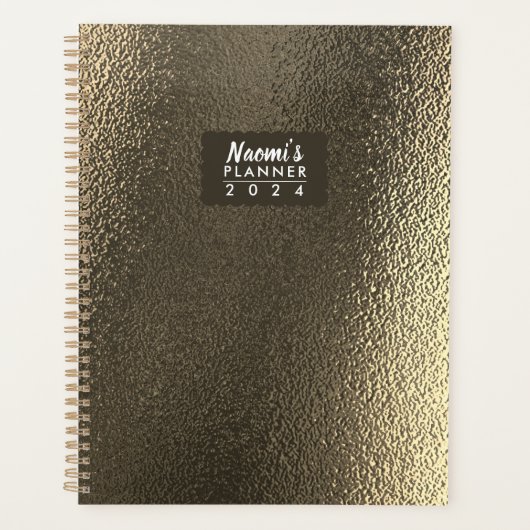 Metallic Gold Custom Een-jaar Weekplanner Planner (Voorkant)