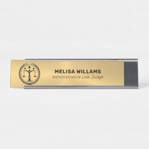 Metallic Gold Custom Logo Bureau Naambordje