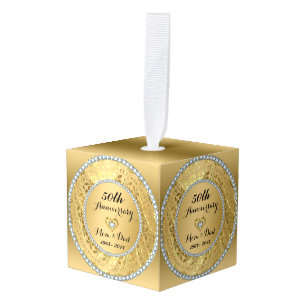 Metallic Gold Damask & Diamonds - 50e Jubileum Ornament